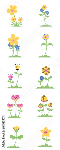 Fototapeta Naklejka Na Ścianę i Meble -  Cute Simple Flower Illustration Set Collection