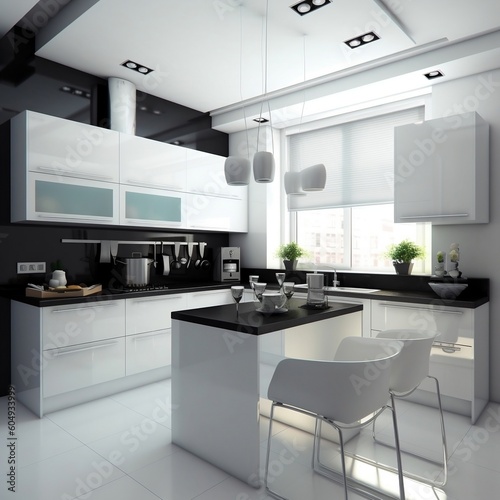 Modern Kitchen Interior Details. Generative AI