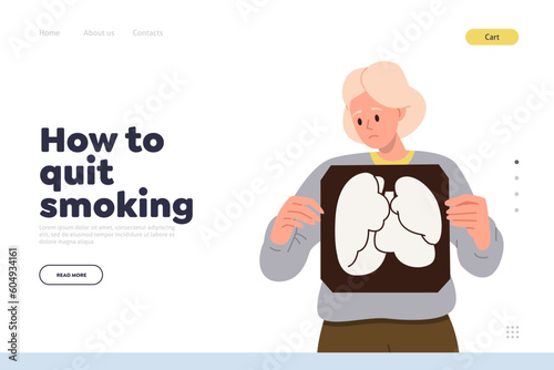 Landing page design template offering information how to quit smoking and bad habits overcoming