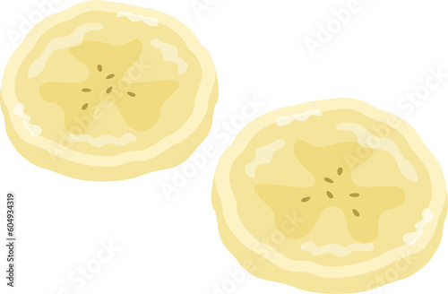 スライスした、バナナのイラスト