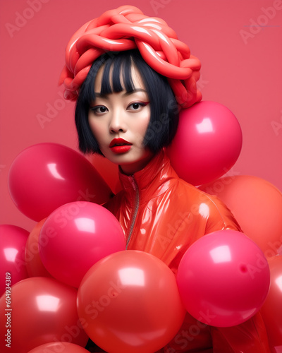 Generative ai envision of anachronistic new futuristic fashion asiatic model © Eugenio Marongiu