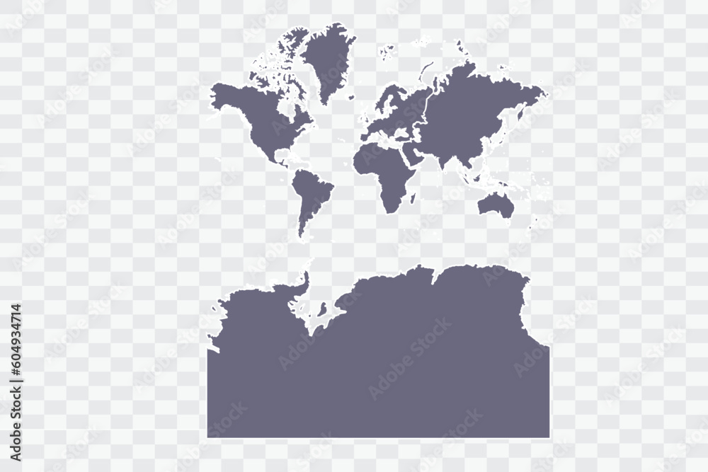 Continents With Antarctica Map pewter Color on White Background quality files Png