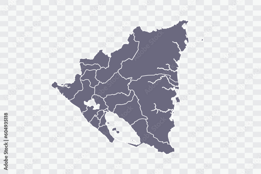 Nicaragua Map pewter Color on White Background quality files Png