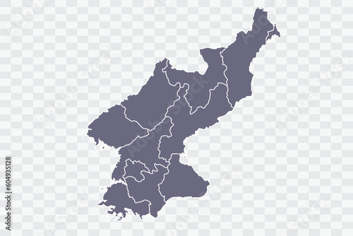 North Korea Map pewter Color on White Background quality files Png