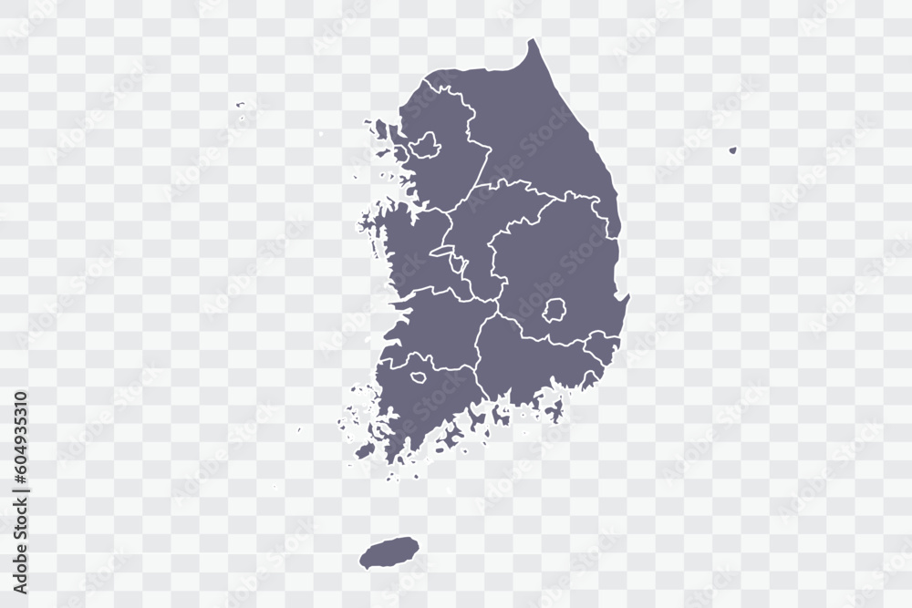 South Korea Map pewter Color on White Background quality files Png