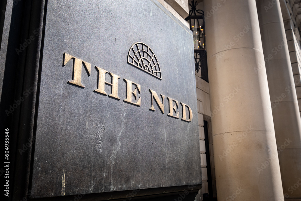 Ned Sign London: The Ned, signage of the 5 star hotel and private members club ...
