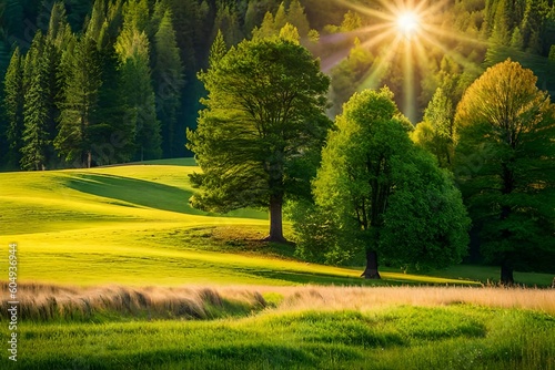 landscape with trees by AI generating