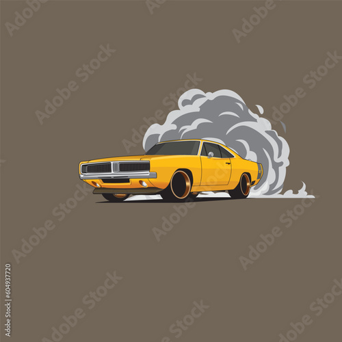 Vintage Muscle Car Vector Illustration