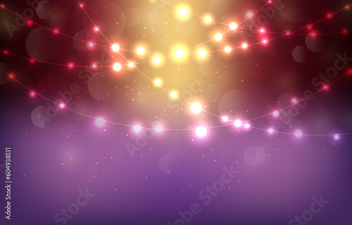Glowing Fairy Lights and Light Bulb Background For Chrismas