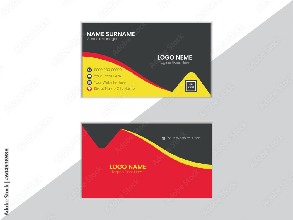 Horizontal and vertical layout. Vector illustration. Double-sided creative business card template. Portrait and landscape orientation. 