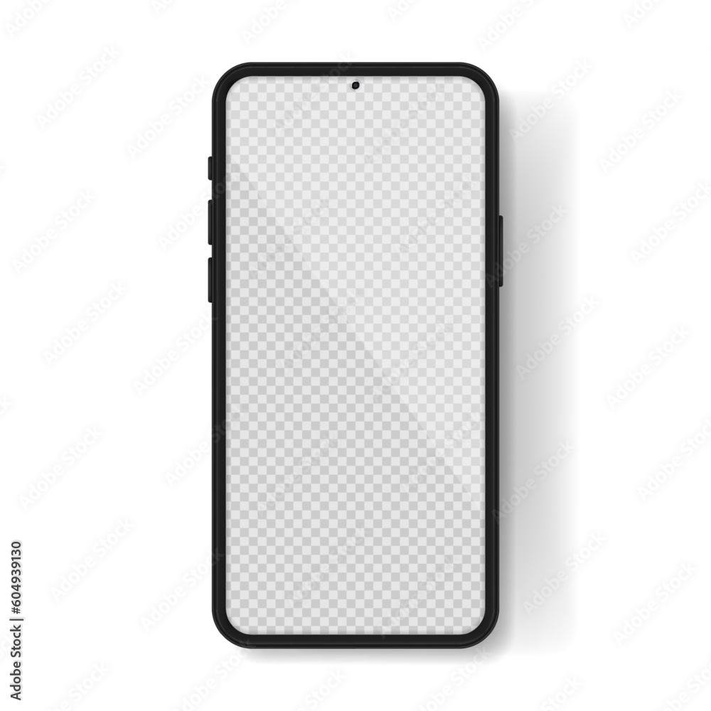 Black 3D Realistic Phone Mockup Frame With Front View Blank Screen Black 3D Realistic Phone Mockup Frame With Front View Blank Screen