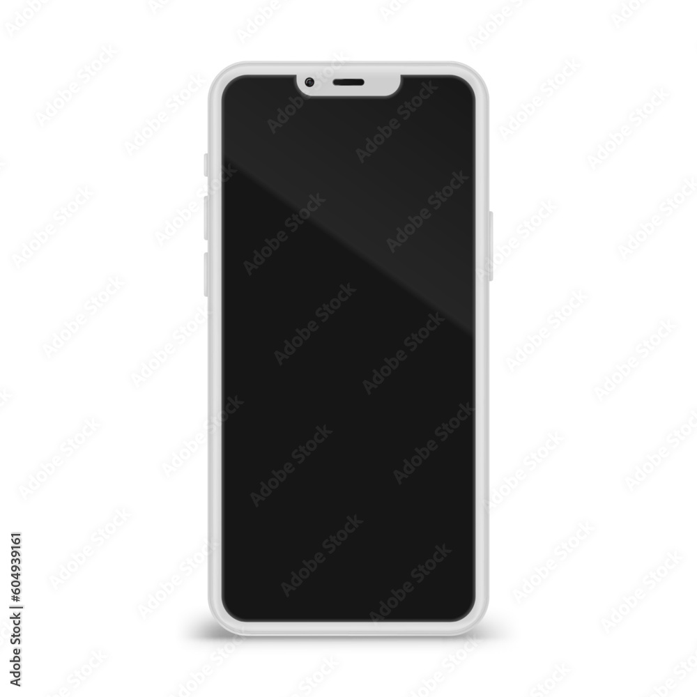 Silver 3D Realistic Phone Mockup Frame With Front View Blank Screen Silver 3D Realistic Phone Mockup Frame With Front View Blank Screen
