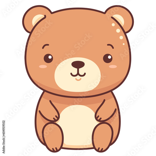 Illustration of a cute brown teddy bear sitting and smiling  a charming image crafted by Generative AI