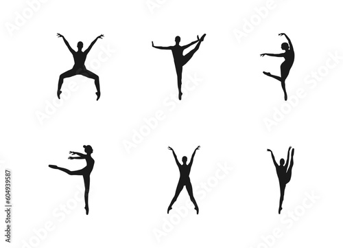 Set Dance girl silhouettes.ballet dance poses.Set of silhouettes of ballerinas in dances, movements, positions. set of silhouettes dancing in various poses and positions.isolated on white background.