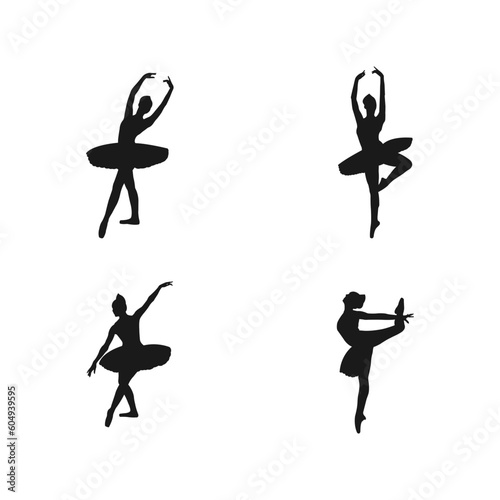 Silhouette of a dancing ballerina dance poses.Set of silhouettes of ballerinas in dances, movements, positions. set of silhouettes dancing in various poses and positions.isolated on white background. photo