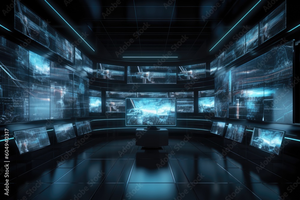 Security screen in an office. Generative AI.
Security screen in an office. Generative AI.