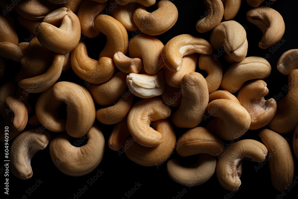 Nuts at the dark background. Generative AI. Nuts at the dark background. Generative AI.