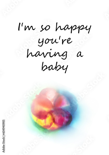 I am pregnant Illustration with embryo hand draw of watercolor. For card, poster, stikers and professional design.