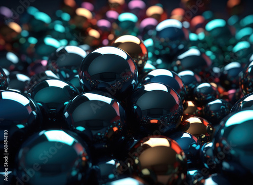Futuristic abstract spheres geometric background created with Generative AI technology.