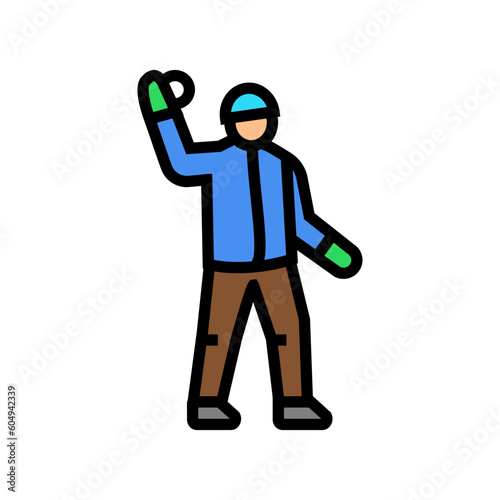 snowball fight winter season color icon vector. snowball fight winter season sign. isolated symbol illustration