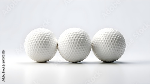White golf balls isolated on white background, oopy space