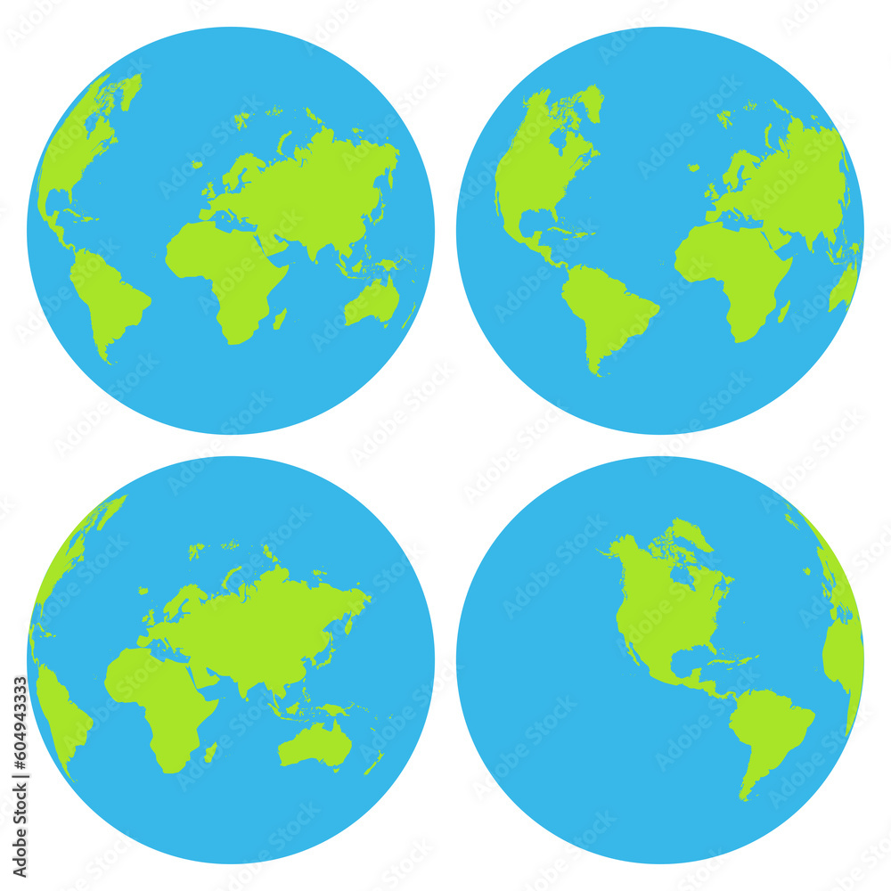 Earth globe icon set. World icon in different positions, planet. Earth globe icon set. World icon in different positions, planet.