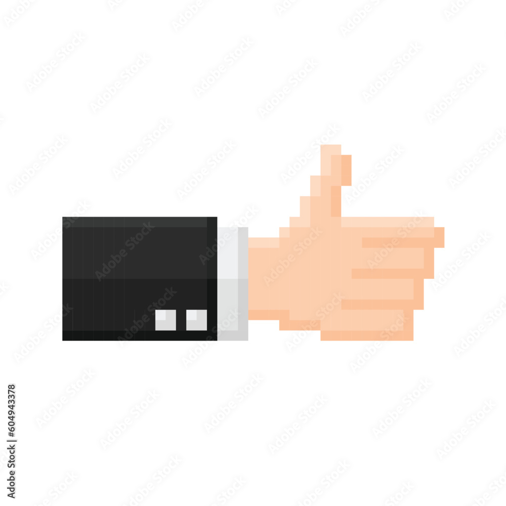 Thumbs up icon for business design. Pixel 8 bit style Thumbs up icon for business design. Pixel 8 bit style