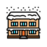snow covered house winter season color icon vector. snow covered house winter season sign. isolated symbol illustration