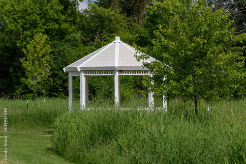 Rest Area Gazebo Along The Trail In Summer