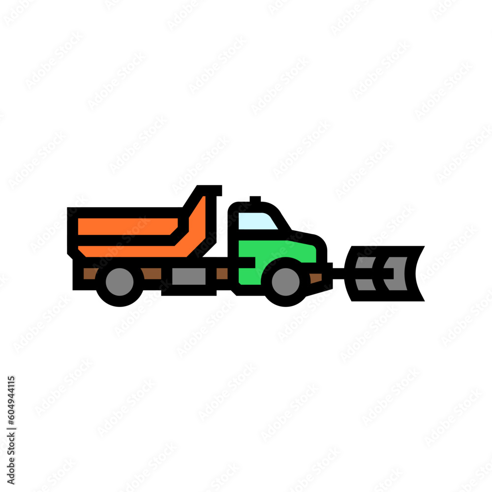snowplow truck winter season color icon vector. snowplow truck winter season sign. isolated symbol illustration