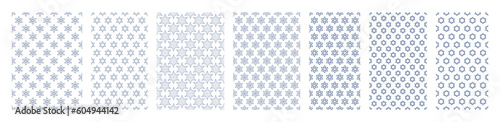 Jewish seamless pattern with line six-pointed David stars in internet retro modern style vector illustration