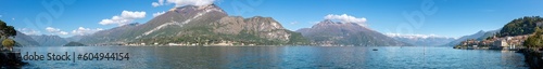Panoramic view of Lake Como, Italy with Bellagio (right)