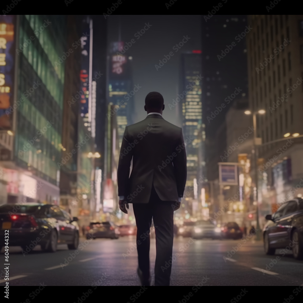 Businessman entering the city - generative AI Businessman entering the city - generative AI