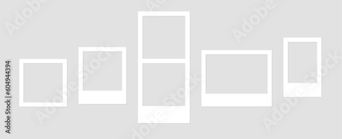 Empty white photo frame with shadow. Photo card frame mockup (Full Vector)