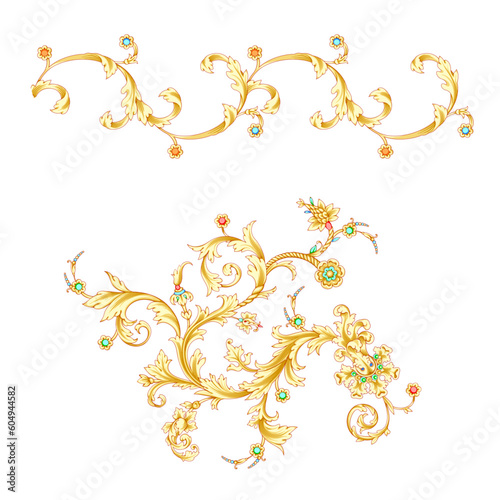 Gold swirl set of vintage elements  cliparts  frames.