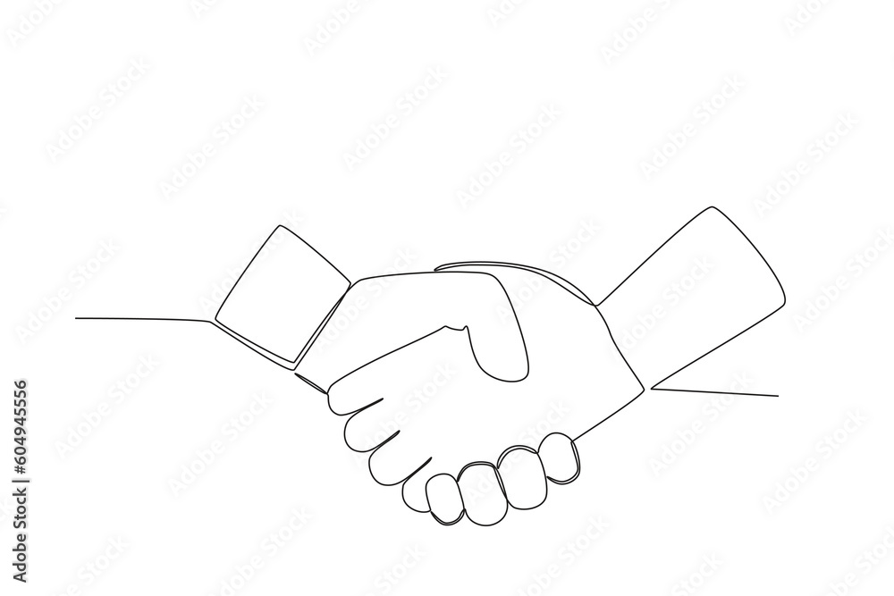 Friends shaking hands. Friendship Day one-line drawing Friends shaking hands. Friendship Day one-line drawing