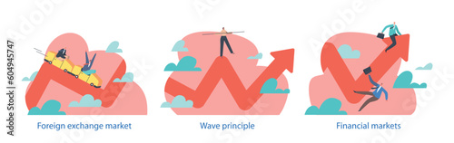 Isolated Elements Presenting People on Curve Arrow Charts. Volatility Refers To The Degree Of Fluctuation Or Variability