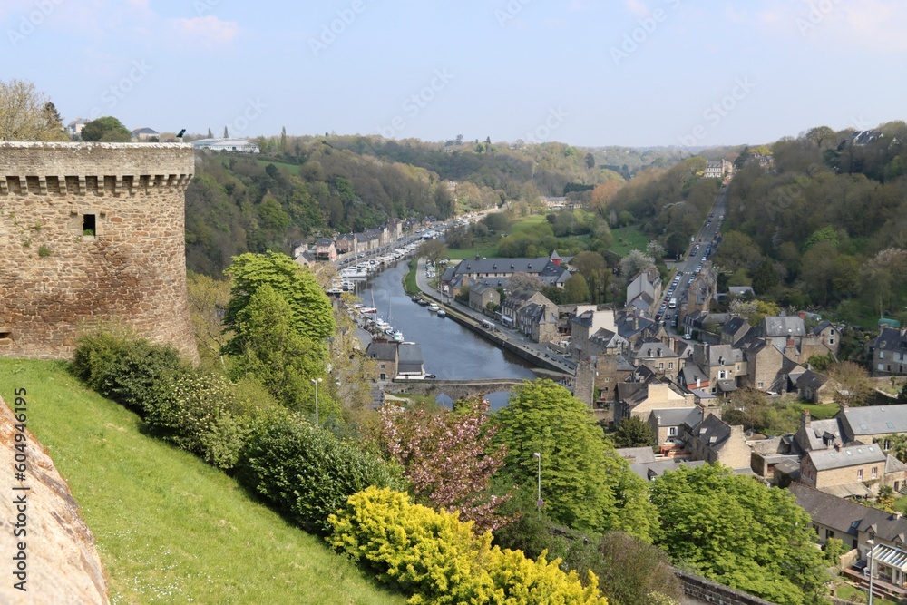 view of the fortifications on the harbor in Dinan