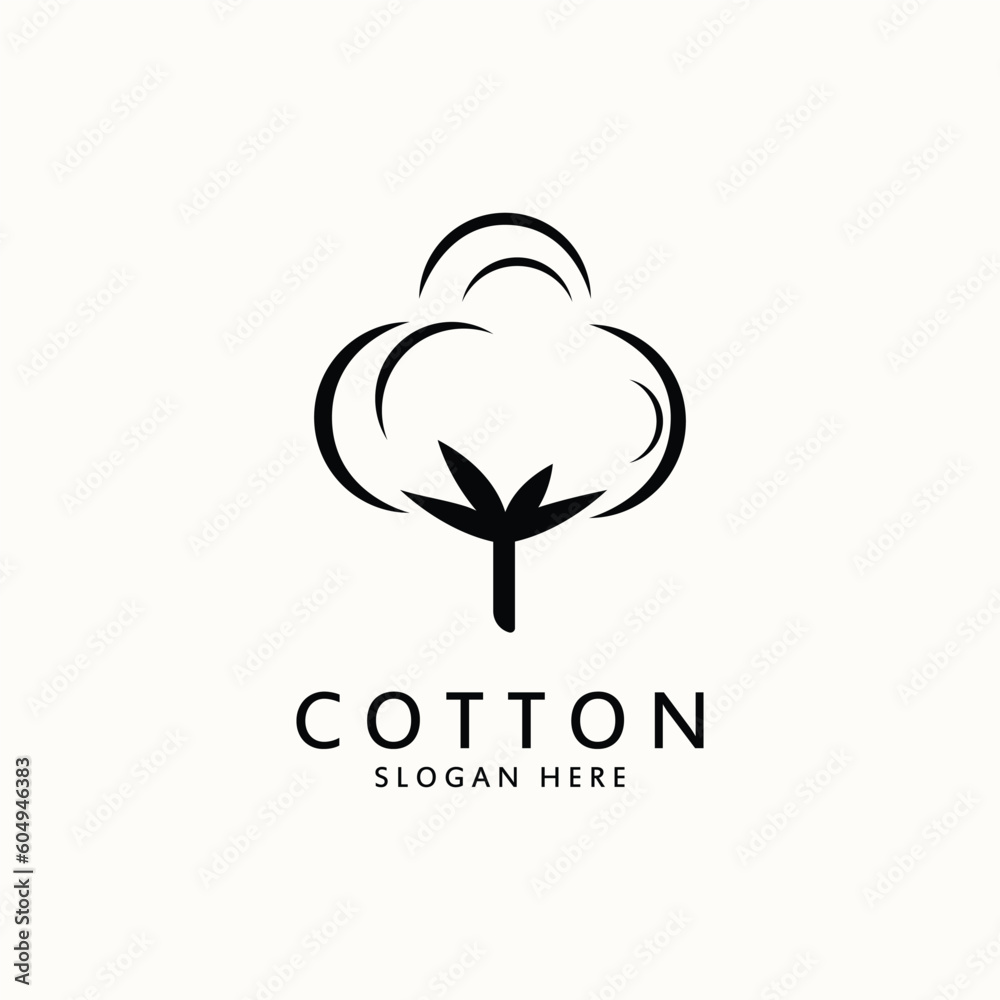 100% Cotton Logo Template Vector Illustration