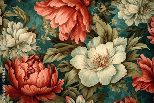 beautiful fantasy vintage wallpaper botanical flower bunch vintage motif for floral print digital background generative ai 