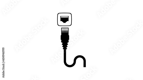 LAN cable and connector silhouette