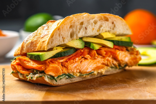 sandwich with salmon and avocado generative ai