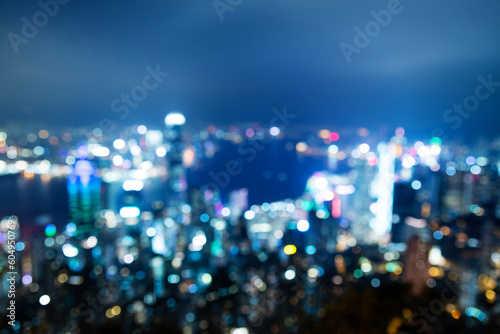 Aerial view of Hong Kong cityscape at night