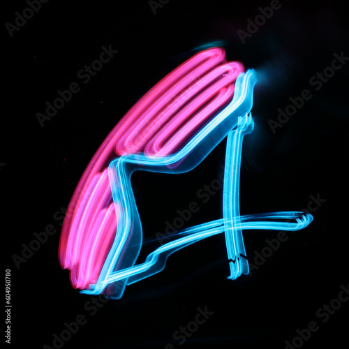 Neon sunglasess abstract with motion blur photo