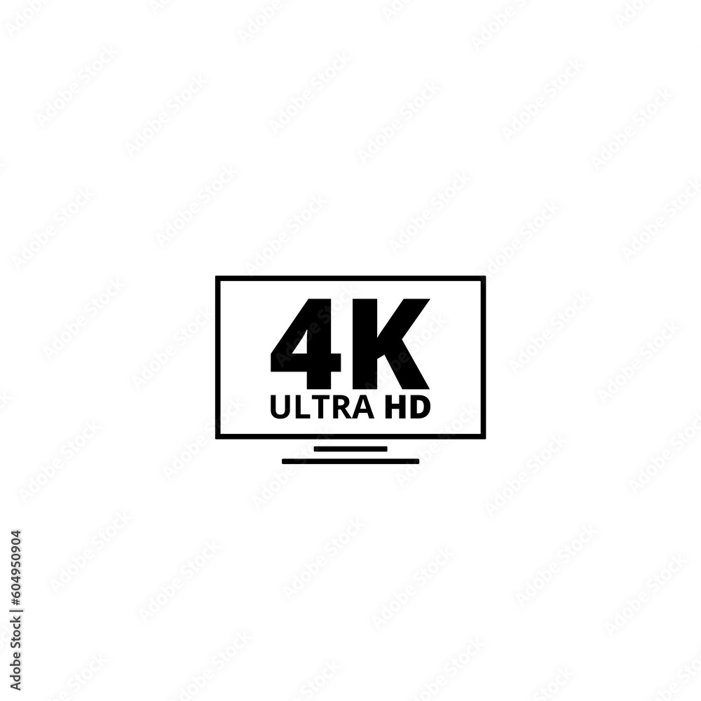 Obraz premium 4K tv icon isolated on white background.