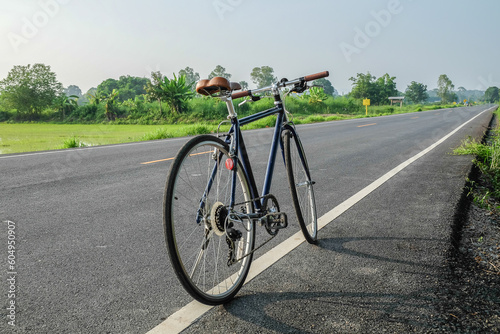 Canvas Print retro bicycle on the road