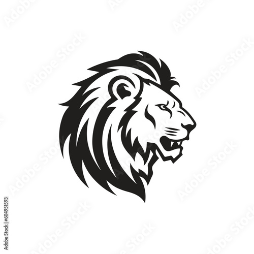Lion king side face aggressive logo icon vector silhouette