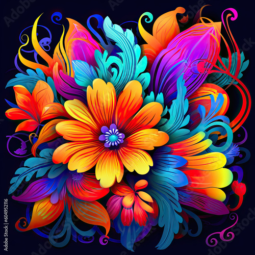 Clip Art Flowers - Bright Colors AI generated 