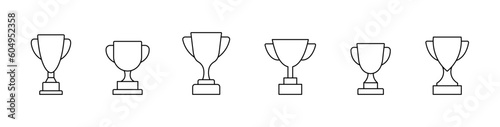 Trophy cup icon. Prize victory cup signs collection. Trophy prize cup icons