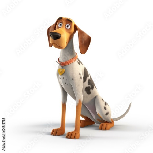 American English Coonhound dog illustration cartoon 3d isolated on white. Generative AI
